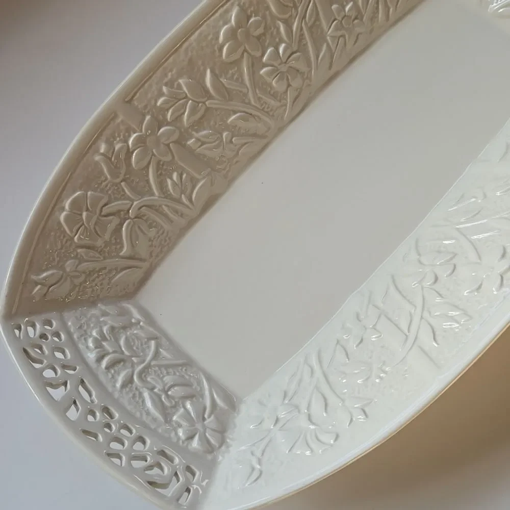 Lenox Jasmine Rectangle Serving Tray Floral Lattice 120th Anniversary Collection